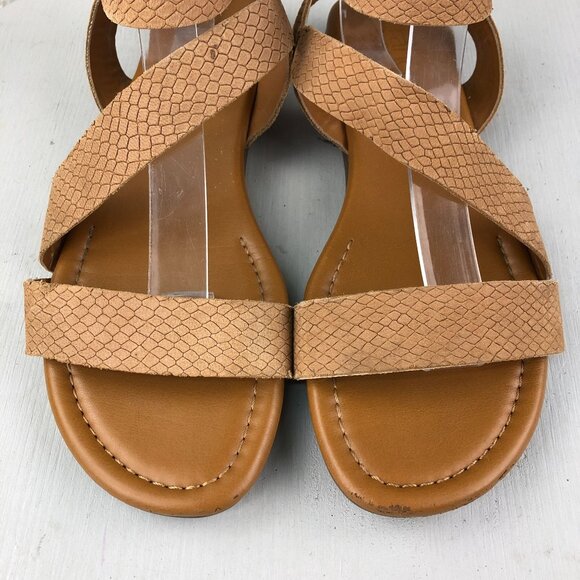 Franco Sarto Women's Size 7.5** Tan Leather Snake Embossed Flats Sandals - Picture 6 of 13
